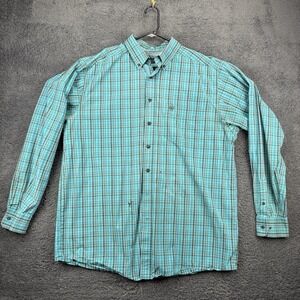 Ariat Pro Series Shirt‎ Men XLT Tall Plaid Pocket Button Down Work **Flaws**